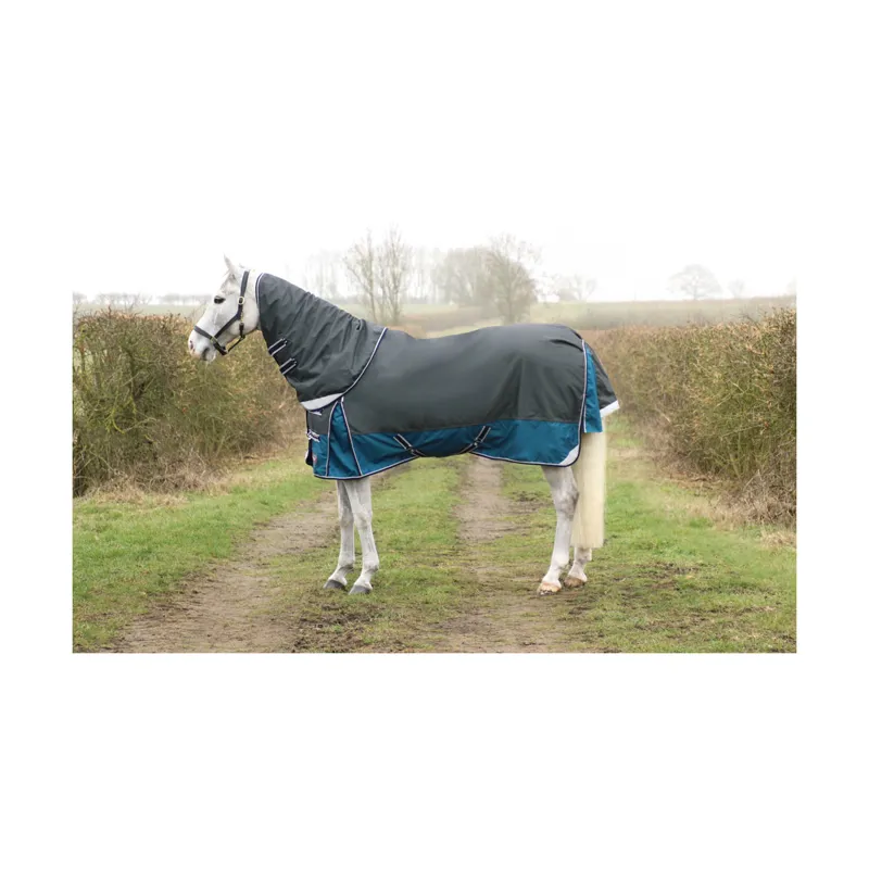 DefenceX System 50g Turnout Rug with Detachable Neck in Grey and Teal